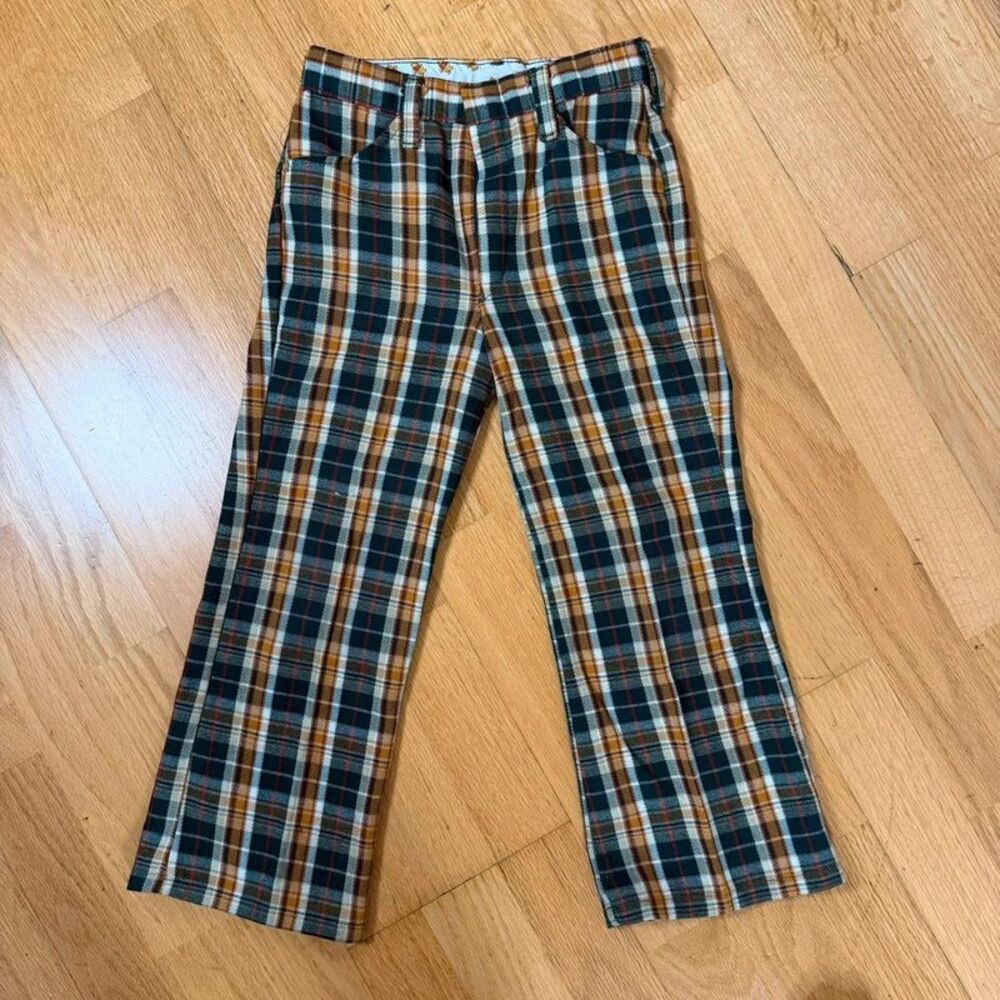 VTG 70s Winnie The Pooh Kids Pants 6 6Y GUC Sears Disney Kid Plaid Straight Fall
